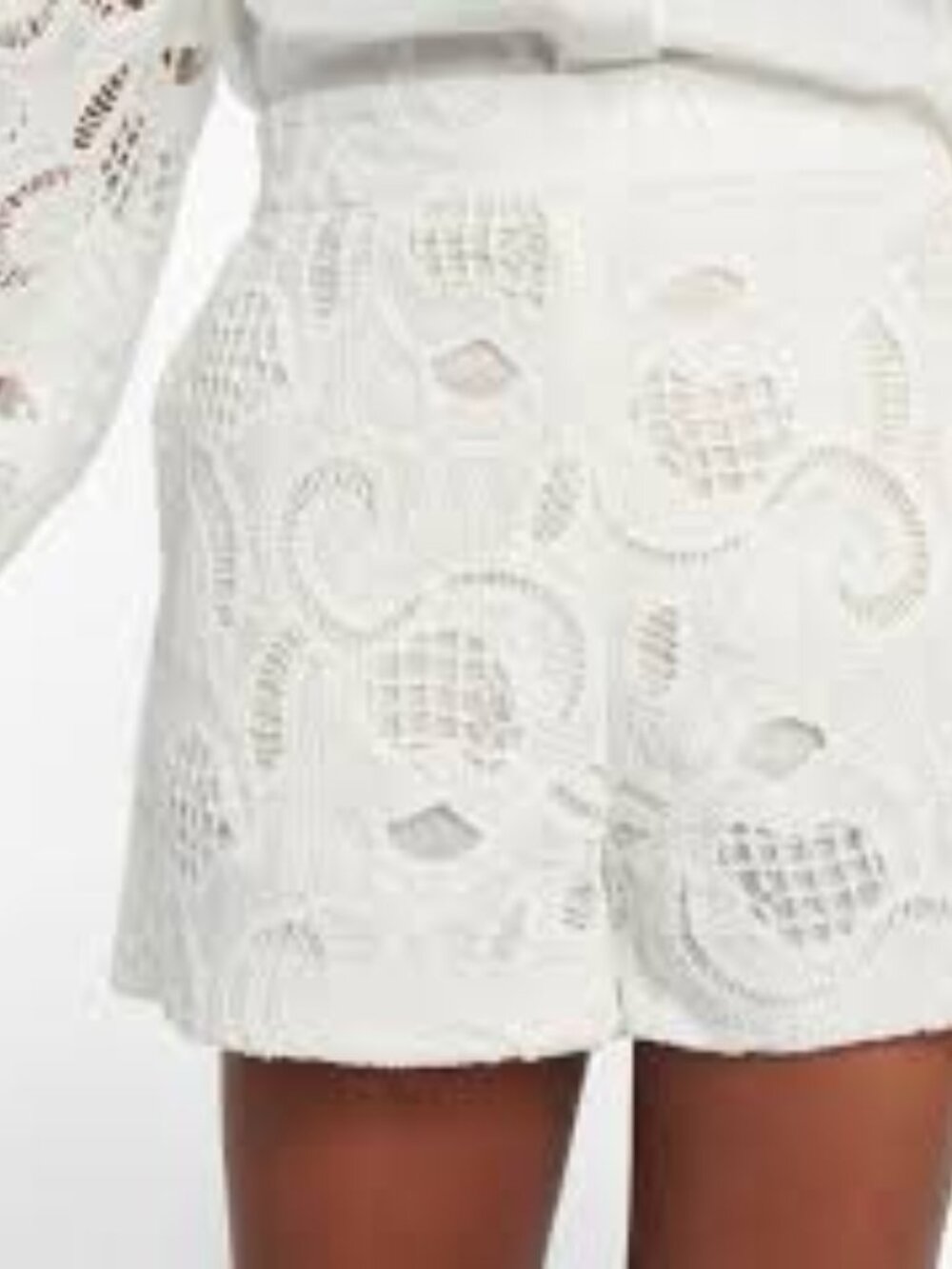 Charina Sarte Lace High Rise Shorts, White Eyelet - Size XS